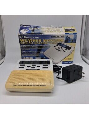 Midland WR-100 NOAA S.A.M.E. Weather Alert Radio Tested Working Box AC Adapter